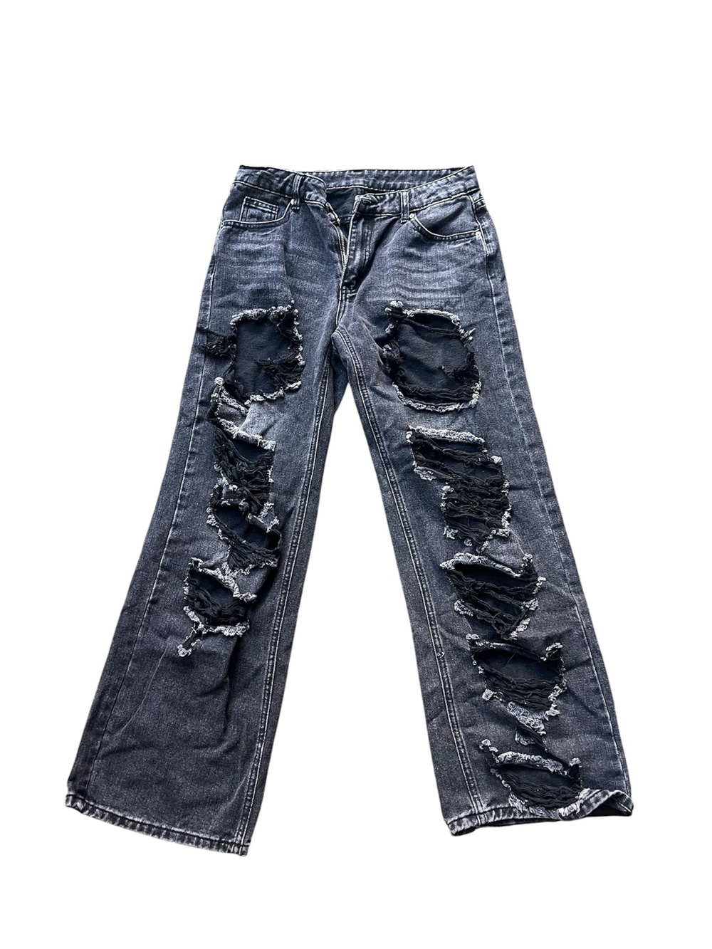 SHEIN Washed Black Distressed Bootcut Jeans